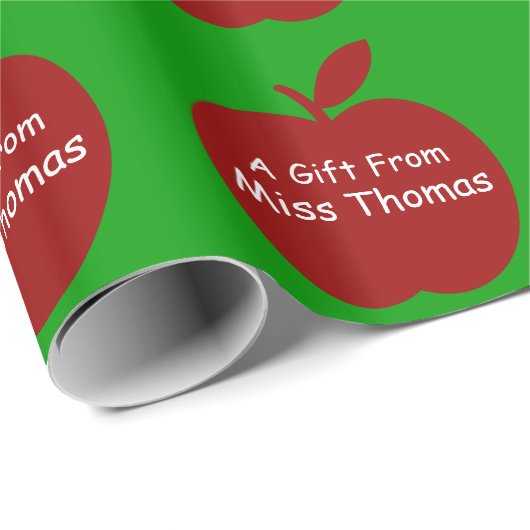 De Apple Personalized Gift Wrap van de leraar Cadeaupapier (Rol Hoek)