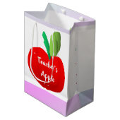 De Apple Rainbow Stripe White Gift Bag van de lera Medium Cadeauzakje (Voorkant Gekanteld)