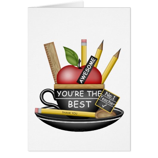 De Apple Teacup van de leraar Bedankt Card (Voorkant)