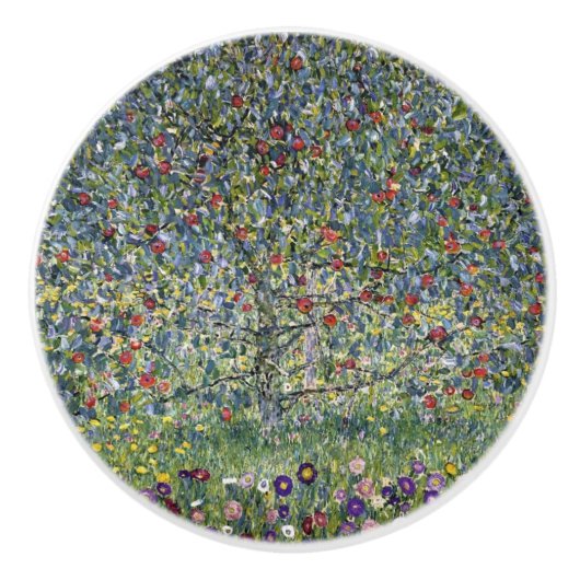 De Apple Tree (door Gustav Klimt) Keramische Knop (Voorkant)