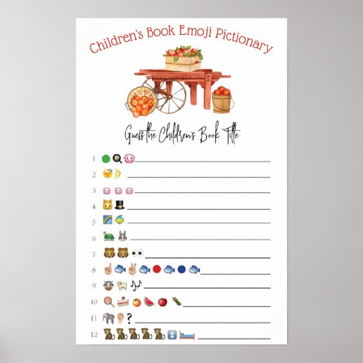 De Apple van onze Eye Emoji Baby shower Game Poster (Voorkant)