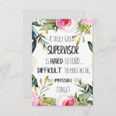 De appreciatie van de supervisor Dank u Citaat Bos (Voorkant / Achterkant)