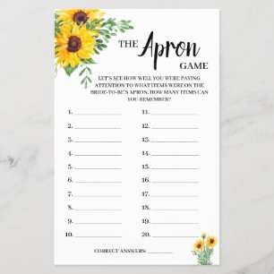 De Apron Game-kaart voor zonnebloemen Vrijgezellen Flyer