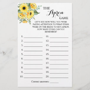 De Apron Shower Greenery Sunflower Game-kaart Flyer