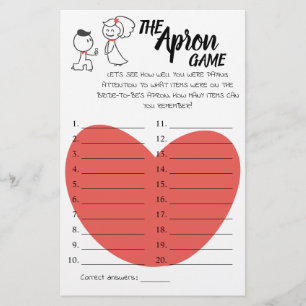De Apron Shower Wedding Couple Game Card Flyer