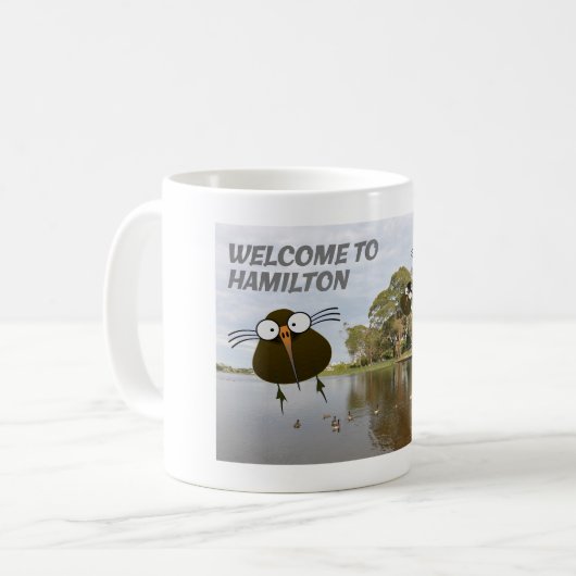 De Apteryx-clan heet u welkom in Hamilton. Koffiemok (Voorkant links)