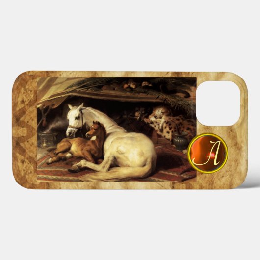 DE ARABISCHE TENT MET HORSE Oranje geagatte monogr Case-Mate iPhone Case (Achterkant (horizontaal))