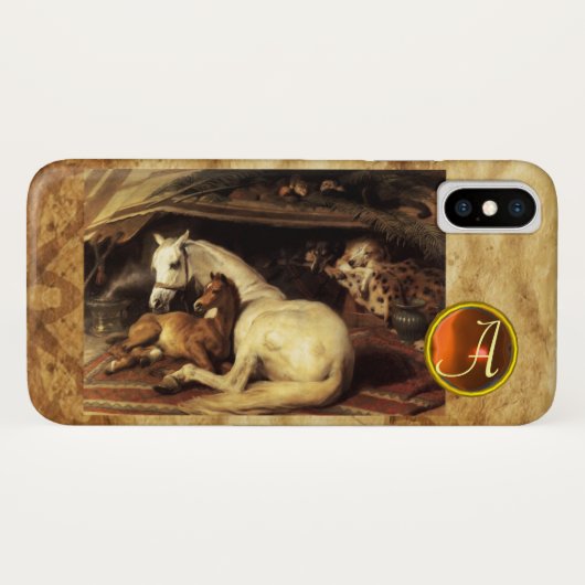 DE ARABISCHE TENT MET HORSE Oranje geagatte monogr Case-Mate iPhone Case (Achterkant (horizontaal))