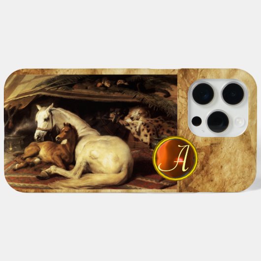 DE ARABISCHE TENT MET HORSE Oranje geagatte monogr Case-Mate iPhone Case (Achterkant (horizontaal))