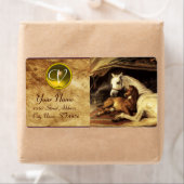 DE ARABISCHE TENT MET HORSES MONOGRAM bruin geel Etiket (Insitu)