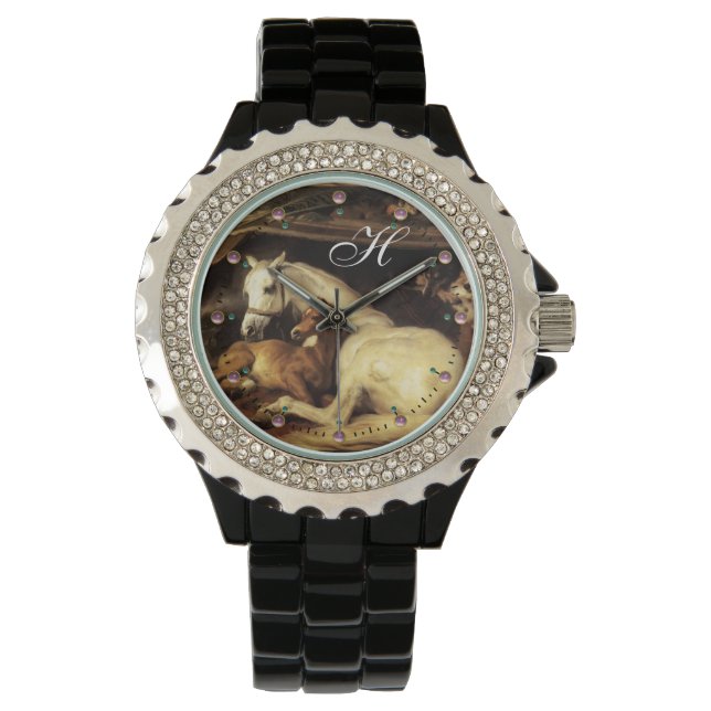 DE ARABISCHE TENT MET PAARDEN, ANDERE DIEREN Monog Horloge (Voorkant)