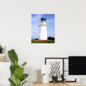 De Araroa, Nieuw-Zeeland. Een vuurtoren geeft Poster (Thuiskantoor)
