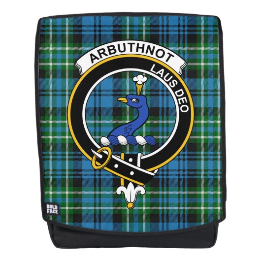 De Arbuthnott Hunting Clan Crest Tartan Pset Rugtassen (Voorkant)