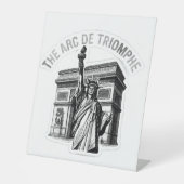 De Arc de Triomphe ontmoet Liberty - Zwart & Wit Reclamebord Met Voetstuk (Voorkant)