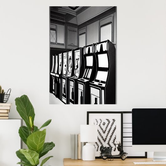 De arcadezaal | AI Art Poster (Thuiskantoor)