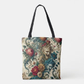 De Arcane Anarchy - Gotische Groteske Bloemenrel Tote Bag (Achterkant)