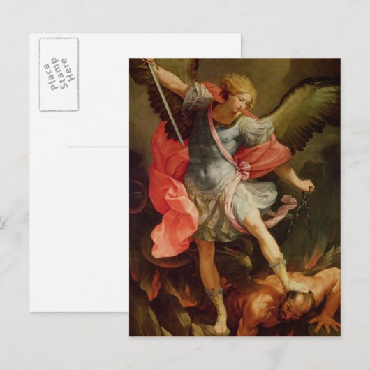 De Archangel Michael die Satan verslaat Briefkaart (Voorkant / Achterkant)