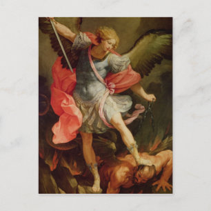 De Archangel Michael die Satan verslaat Briefkaart