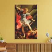 De Archangel Michael die Satan verslaat Canvas Afdruk (Insitu (Woonkamer))