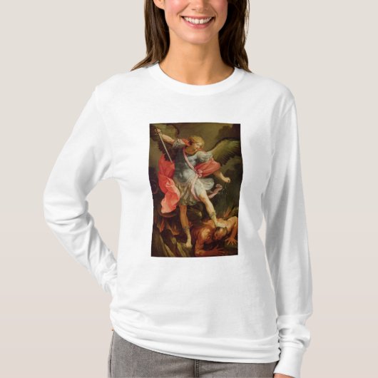 De Archangel Michael die Satan verslaat T-shirt (Voorkant)
