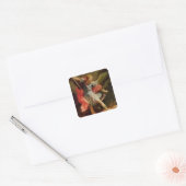 De Archangel Michael die Satan verslaat Vierkante Sticker (Envelop)