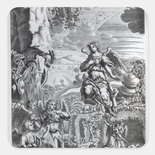 De archangel Uriel informeert Gabriel Vierkante Sticker (Voorkant)