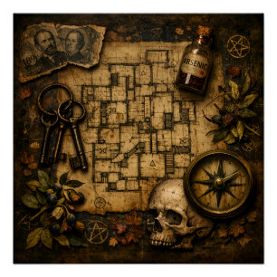 De Architect van de Dood: H.H. Holmes Moordkasteel Perfect Poster