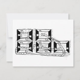 De architectuur van verbindingslinoleumsnede RSVP kaartje