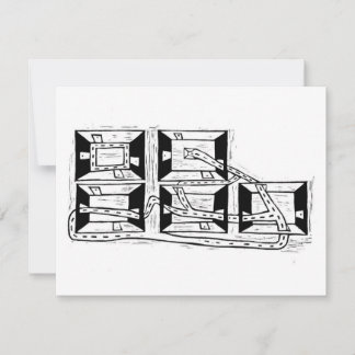 De architectuur van verbindingslinoleumsnede RSVP kaartje