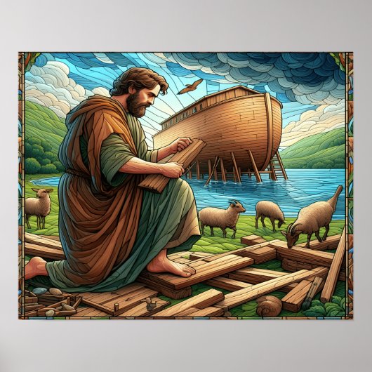 De ark van Noach bouwt het schip van de redding Poster (Voorkant)