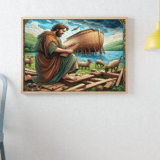 De ark van Noach bouwt het schip van de redding Poster