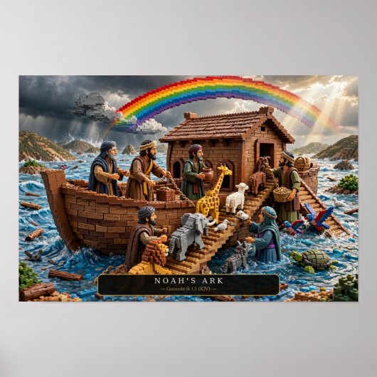De ark van Noach — Kunst van bouwstenen Poster (Voorkant)