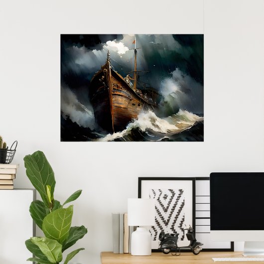 De ark van Noach overleeft het Storm Poster (Thuiskantoor)