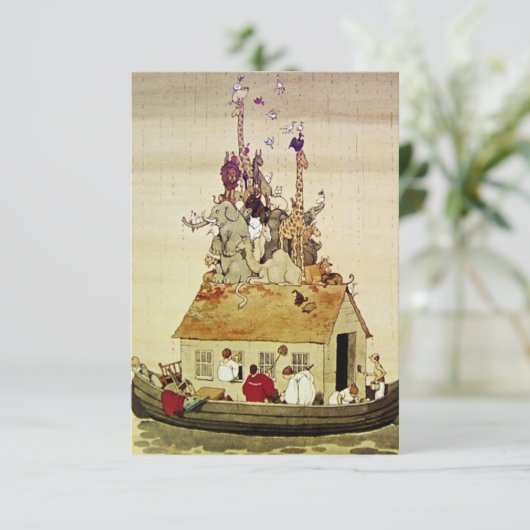“De ark van Noach” van W Heath Robinson Bedankkaart (Staand voorkant)