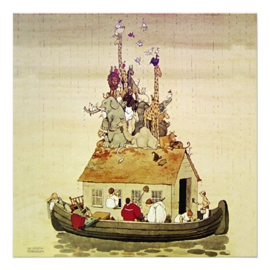 “De ark van Noach” van W Heath Robinson Foto Afdruk (Voorkant)