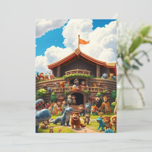 De ark van vreugde van Noach Feestdagenkaart (Staand voorkant)