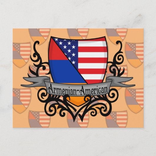 De armeens-Amerikaanse Vlag van het Schild Briefkaart (Voorkant)