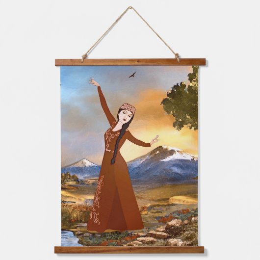 De Armeense danser hout toped wandtapijt Hangend Wandkleed (Voorkant)