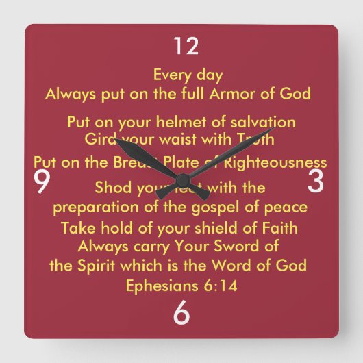 De Armor van God Salvation Wall klok (Voorkant)