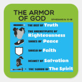 De Armor van God Vierkante Sticker (Voorkant)