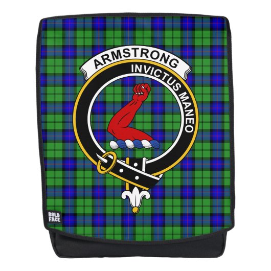 De Armstrong Ancient Clan Crest Tartan Pset Rugtassen (Voorkant)