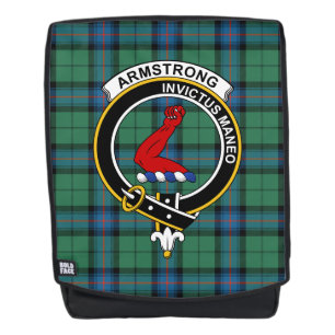 De Armstrong Hunting Clan Crest Tartan Pset Rugtassen