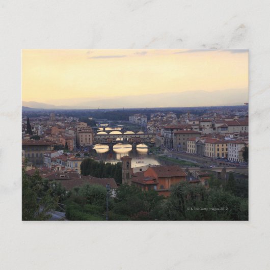 De Arno en de Ponte Vecchio in Florence, Briefkaart (Voorkant)