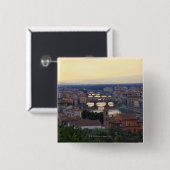 De Arno en de Ponte Vecchio in Florence, Vierkante Button 5,1 Cm (Voorkant /achterkant)