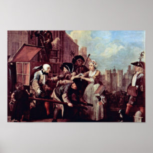 De arrestatie voor diefstal door Hogarth William Poster