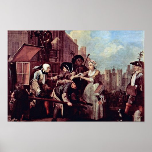 De arrestatie voor diefstal door Hogarth William Poster (Voorkant)