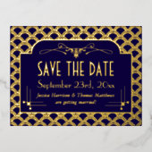 De  Art Deco Gatsby van 1920 bewaart de echte datu Folie Uitnodiging Briefkaart (Voorkant)