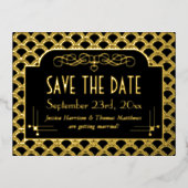 De  Art Deco Gatsby van 1920 bewaart de echte datu Folie Uitnodiging Briefkaart (Voorkant)
