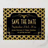 De  Art Deco Gatsby van 1920 bewaart de echte datu Folie Uitnodiging Briefkaart (Voorkant)
