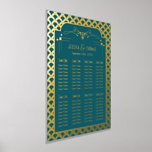 De Art Deco Gatsby Wedding Seating Seating Seatin Folie Afdrukken (Laagn)